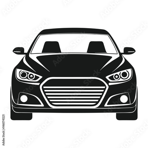 Front View Black and White Car Illustration