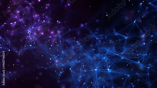 Futuristic digital technology network background with glowing data nodes and abstract grid connections in blue tones