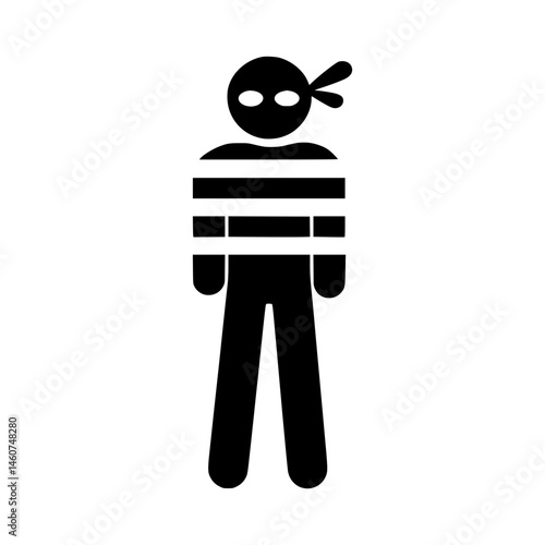 Silhouette Prisoner Icon - Black & White
