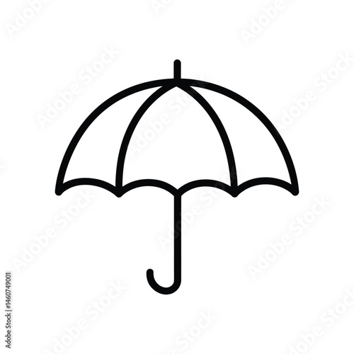 Minimalist Umbrella Outline Icon with Clean Design on Transparent Background