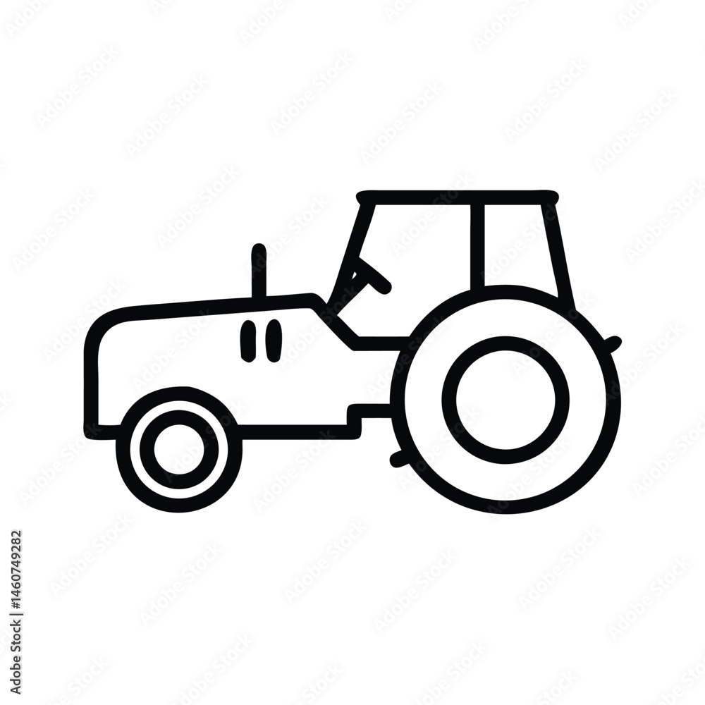 Classic Tractor Icon Line Art Illustration Classic Tractor Icon Line Art Illustration