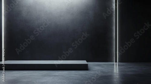 Dark, modern, empty, concrete display platform