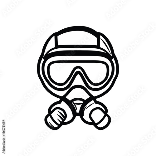 Monochrome Drawing Person in Hazmat Suit with Transparent Background Design