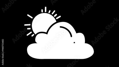 Cloudy Sun black and white Animation