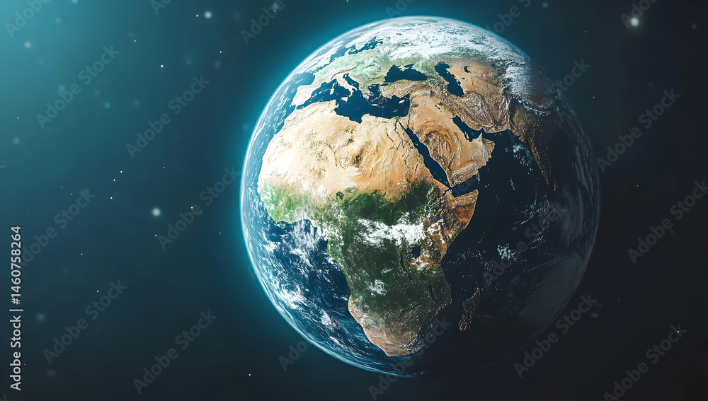 Obraz premium Earth Rotates in Space Showing Continents, Oceans, and Atmosphere