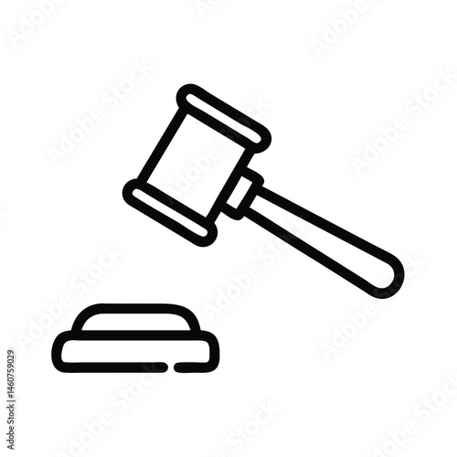 Gavel and Sound Block Icon Line Art Legal Justice