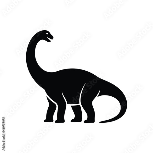 Black Silhouette of a Long Necked Dinosaur