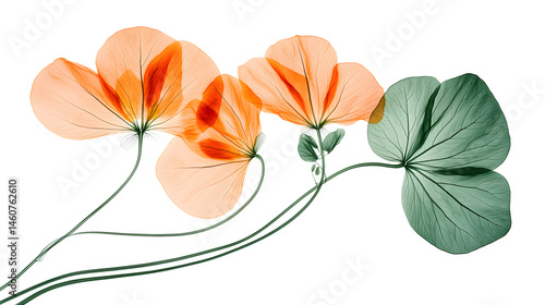 Delicate Nasturtium Plant – X-Ray Style Botanical Illustration