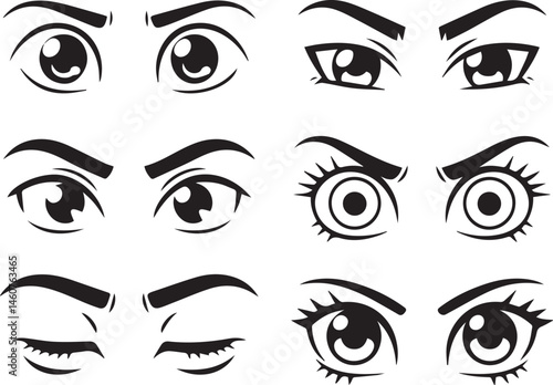 Collection of cartoon eyes expressing different emotions in vector format