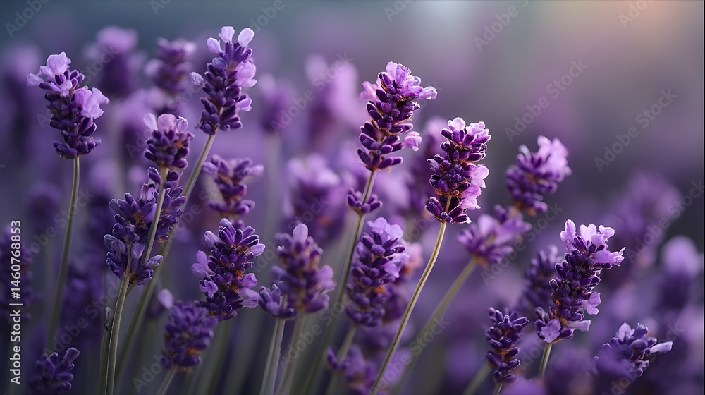 Obraz premium Detailed view of lavender blossoms with soft focus