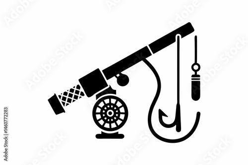 fishing icon silhouette vector illustration