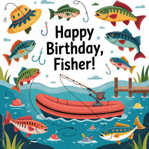 A cute cartoon vector illustration set features fun sea animals and fishing boats in a summer design