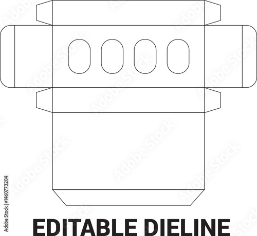 Customizable tuck end box dieline for software, window box, software mockup, dieline template, packaging design, Die line mockup