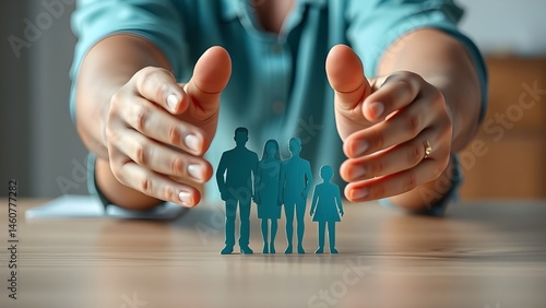 Family protection and insurance coverage concept, Concept of life insurance, health and general life insurance concept with family