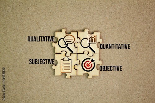 Fotografie Wooden puzzle with the words the four types of risk assessments ie qualitative,