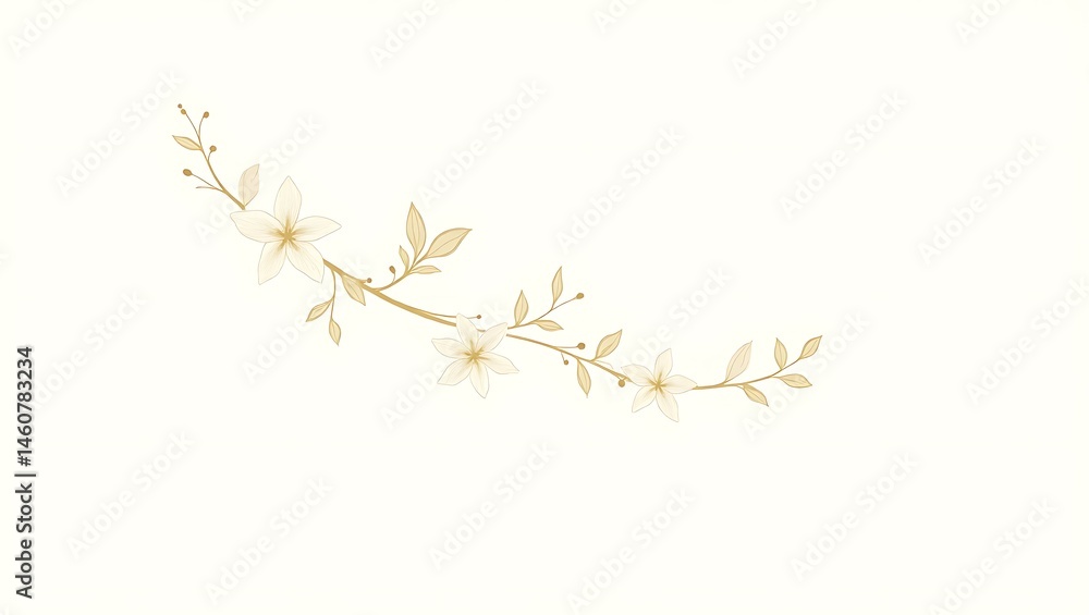Gentle White Blossoms on Vine: Elegant Floral Design, Delicate Spring Flowers, Botanical Illustration Gentle White Blossoms on Vine: Elegant Floral Design, Delicate Spring Flowers, Botanical Illustration