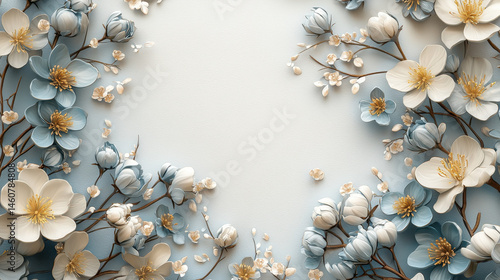 Contemporary floral background with realistic blossoms in a 4K resolution showcasing a side angle perspective in 3D for modern design aesthetics beautifully.