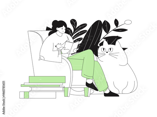 Character reading quietly vector concept operation hand drawn illustration
