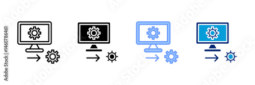 Digital Twin Icon Set Multiple Style Collection