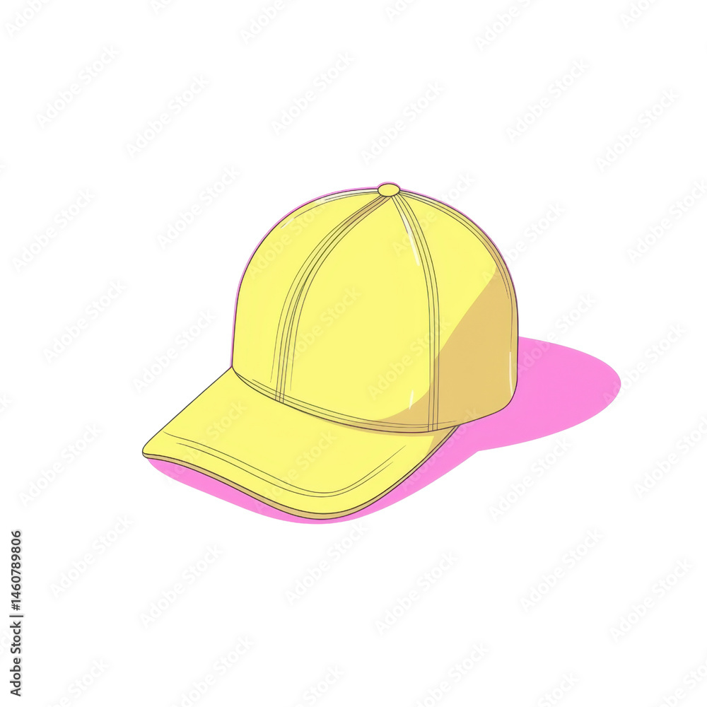 Bright Yellow Cap with Simple Design and Soft Shadows Bright Yellow Cap with Simple Design and Soft Shadows