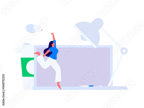 Character reading quietly vector concept operation hand drawn illustration
