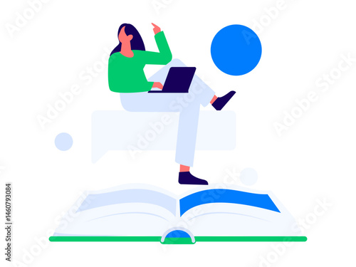Character reading quietly vector concept operation hand drawn illustration
