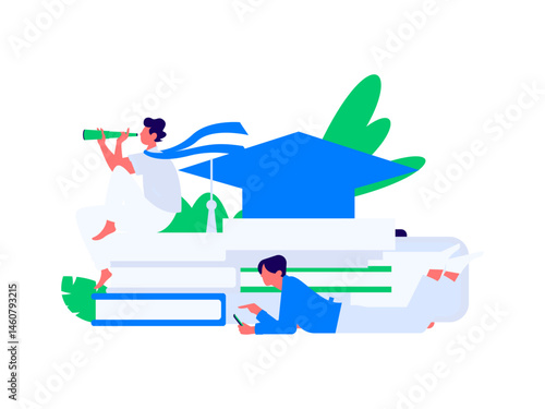 Character reading quietly vector concept operation hand drawn illustration
