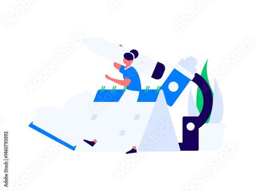 Character reading quietly vector concept operation hand drawn illustration
