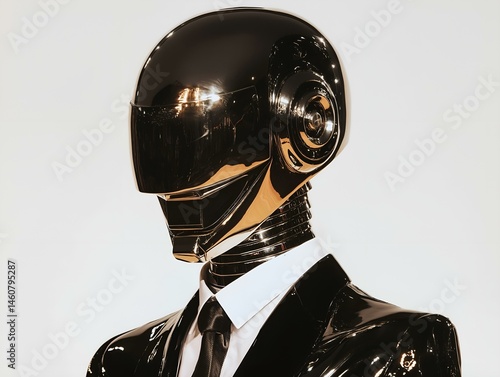 golden daft punk robot portrait dark background sophisticated and mysterious