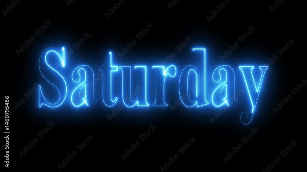 Glowing neon lines saturday text animation on black background. Seamless loop., saturday, . Weekend Text Animation. saturday neon sign animation. luxury saturday text animation. 4K Motion Graphics Glowing neon lines saturday text animation on black background. Seamless loop., saturday, . Weekend Text Animation. saturday neon sign animation. luxury saturday text animation. 4K Motion Graphics