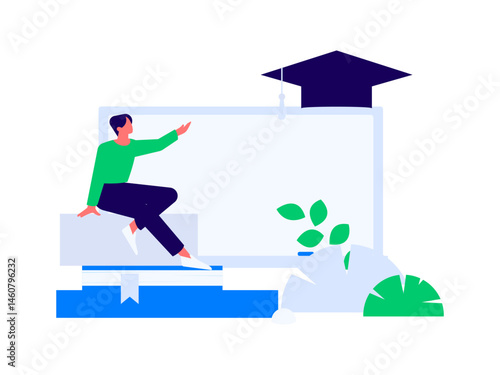 Character reading quietly vector concept operation hand drawn illustration
