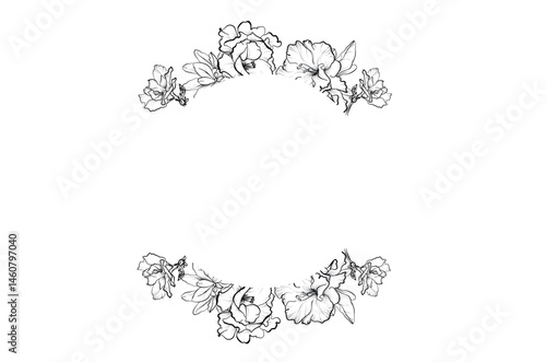 Azalea flower wreath floral circle frame vector