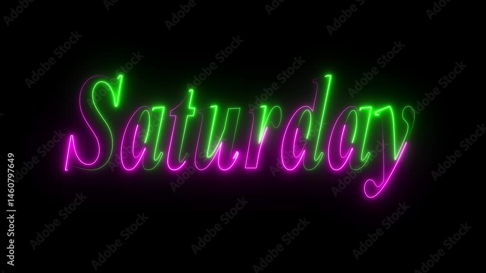 Glowing neon lines saturday text animation on black background. Seamless loop., saturday, . Weekend Text Animation. saturday neon sign animation. luxury saturday text animation. 4K Motion Graphics Glowing neon lines saturday text animation on black background. Seamless loop., saturday, . Weekend Text Animation. saturday neon sign animation. luxury saturday text animation. 4K Motion Graphics