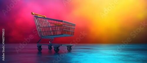 Colorful Background with Shopping Cart Display