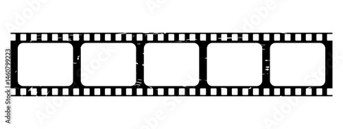 Retro Film Strip. Frames of Filmstrip for videography elements, cinema reel. Old white and black film tape for photo and videos for camera. Film strip of 35mm on Transparent background.