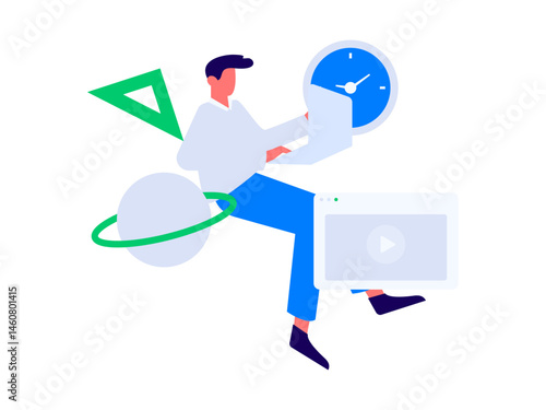 Character reading quietly vector concept operation hand drawn illustration
