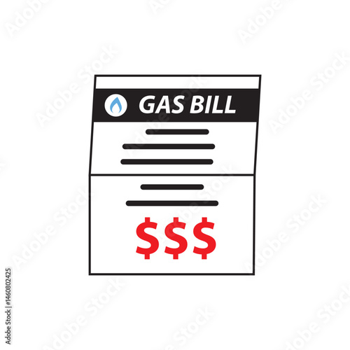 High Gas Utility bill icon. Clipart image isolated on white background