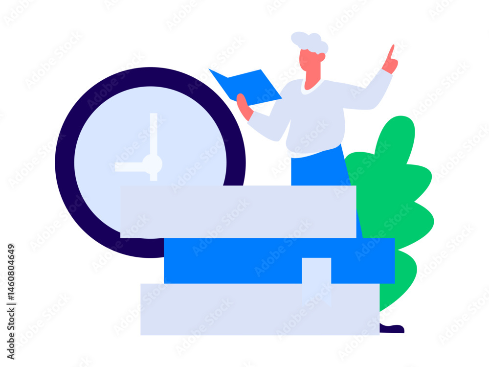 Fototapeta premium Character reading quietly vector concept operation hand drawn illustration 