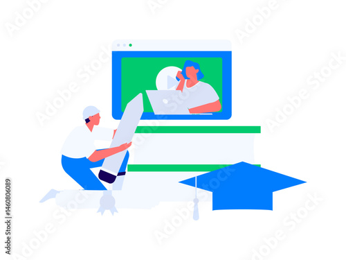 Character reading quietly vector concept operation hand drawn illustration
