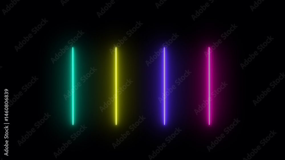 Neon glowing line on the black background. Neon glowing line on the black background.