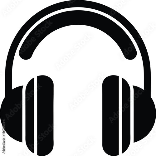 headphones logo silhouette bold and minimal icon vector illustration