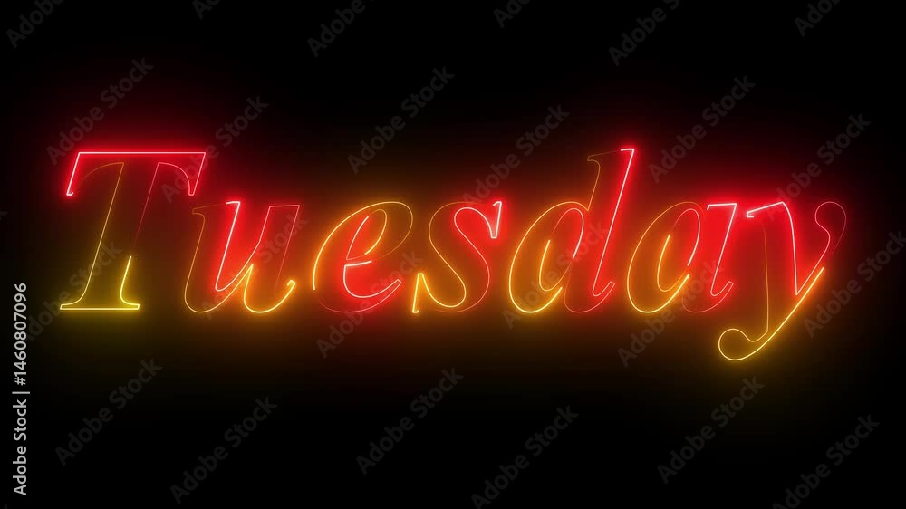 Glowing neon lines tuesday text animation on black background. Seamless loop., tuesday, . Weekend Text Animation. tuesday neon sign animation. luxury tuesday text animation. 4K Motion Graphics Glowing neon lines tuesday text animation on black background. Seamless loop., tuesday, . Weekend Text Animation. tuesday neon sign animation. luxury tuesday text animation. 4K Motion Graphics