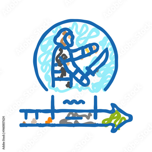 iron age human evolution icon doodle illustration