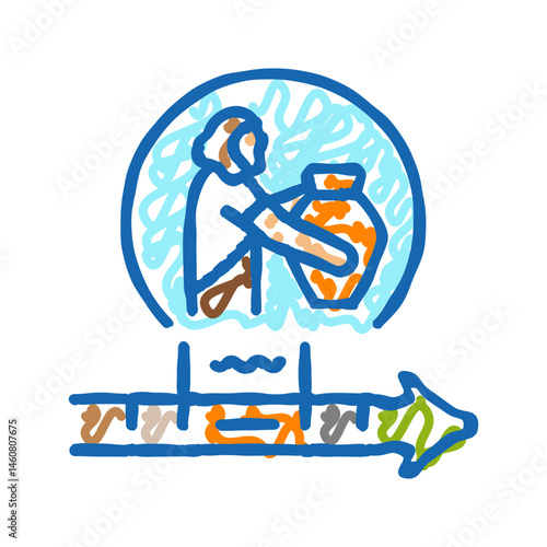 bronze age human evolution icon doodle illustration