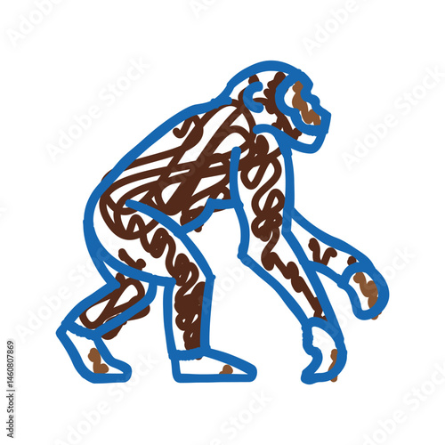 primate ancestors human evolution icon doodle illustration