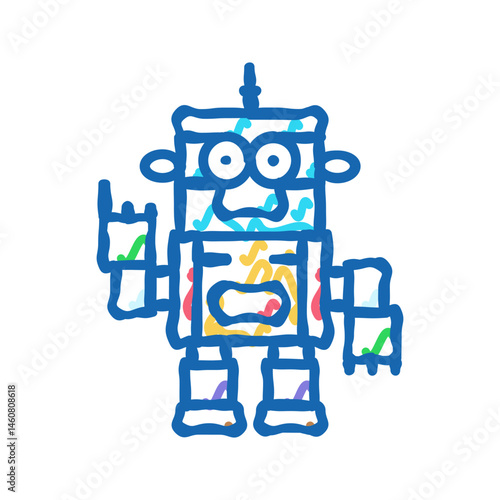 toy robot toy baby icon doodle illustration