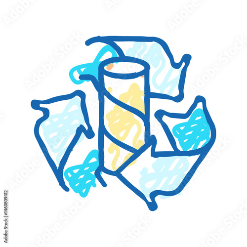 recycling paper towel icon doodle illustration