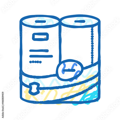 white roll paper towel icon doodle illustration
