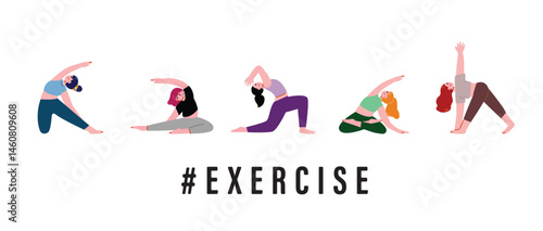 ヨガのポーズをする女性たち