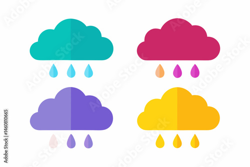 set of rain cloud icon silhouette vector illustration